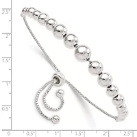 Sterling Silver Polished Beaded Adjustable Bracelet