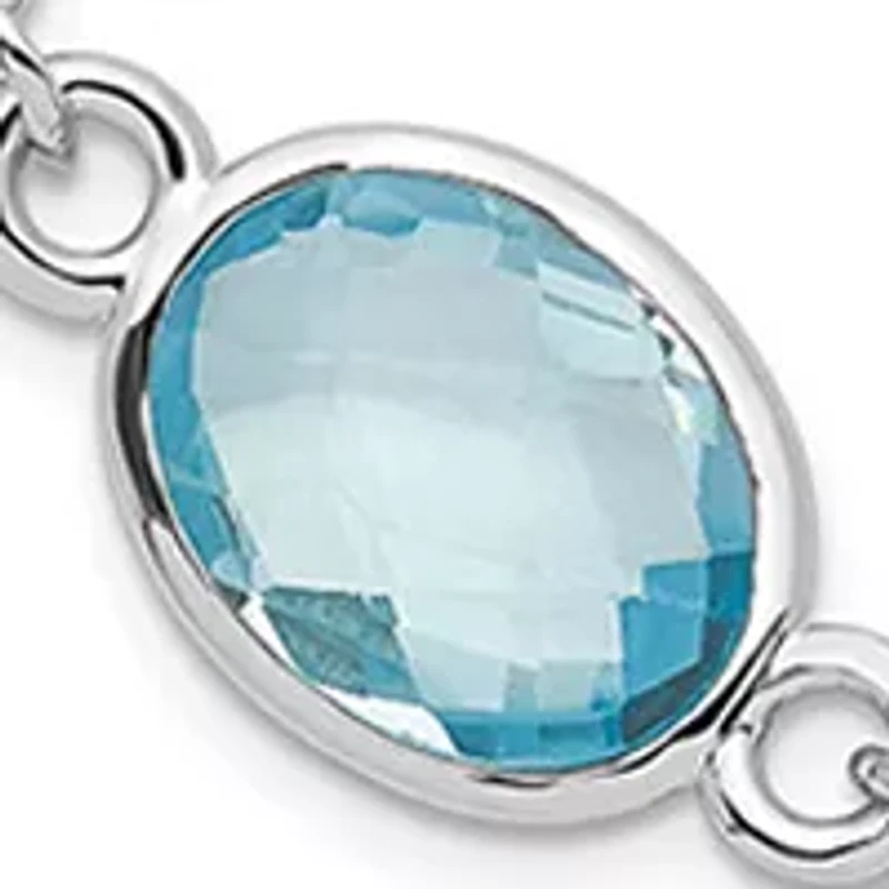 14.1 ct. t.w. Swiss Blue Topaz with 2-Inch Extension Necklace in Rhodium-Plated Sterling Silver