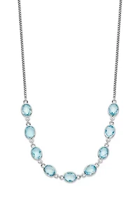 14.1 ct. t.w. Swiss Blue Topaz with 2-Inch Extension Necklace in Rhodium-Plated Sterling Silver