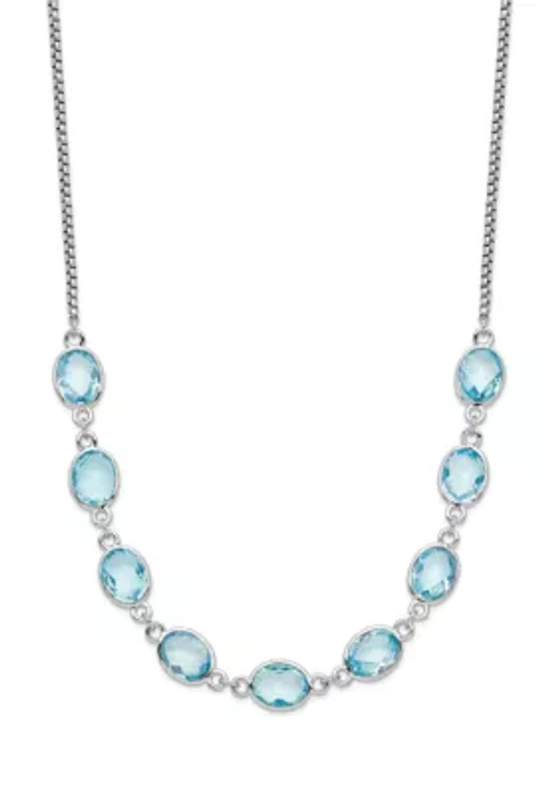 14.1 ct. t.w. Swiss Blue Topaz with 2-Inch Extension Necklace in Rhodium-Plated Sterling Silver