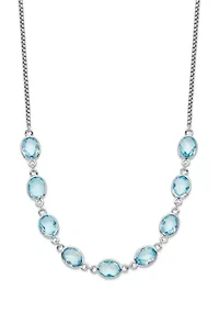 14.1 ct. t.w. Swiss Blue Topaz with 2-Inch Extension Necklace in Rhodium-Plated Sterling Silver