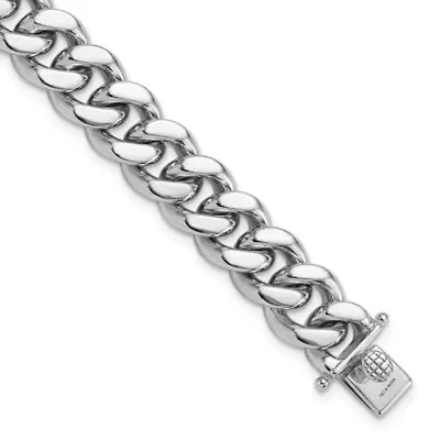 Sterling Silver Rhodium-plated Curb Link Men's 8.5-inch Bracelet