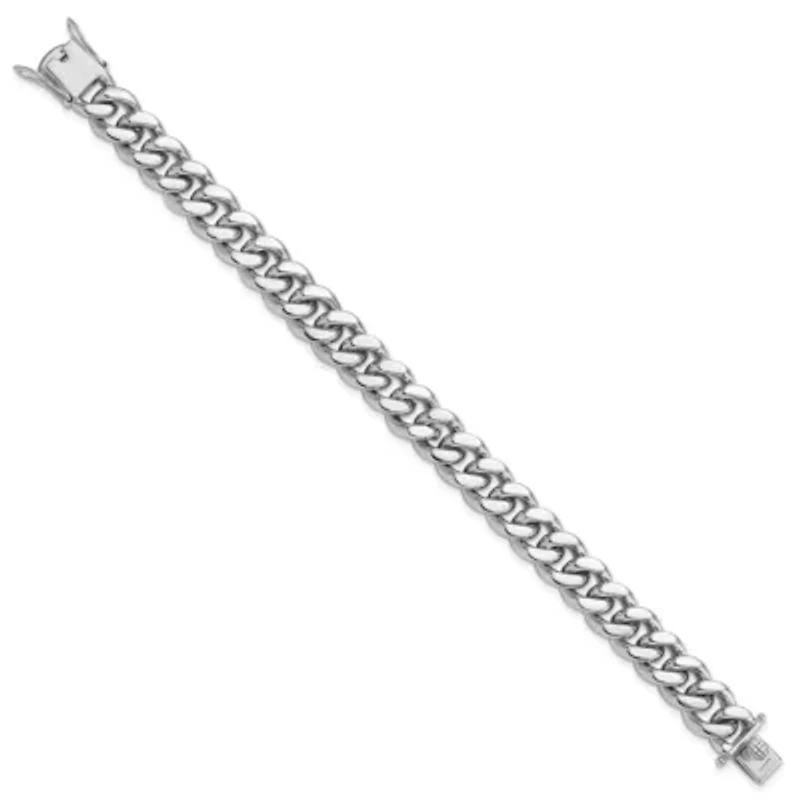 Sterling Silver Rhodium-plated Curb Link Men's 8.5-inch Bracelet