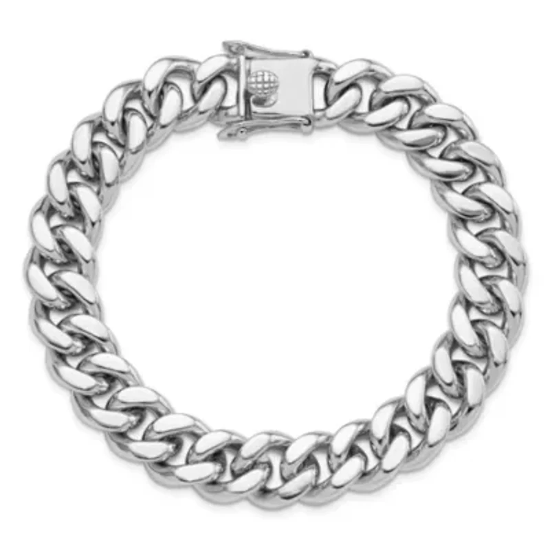 Sterling Silver Rhodium-plated Curb Link Men's 8.5-inch Bracelet