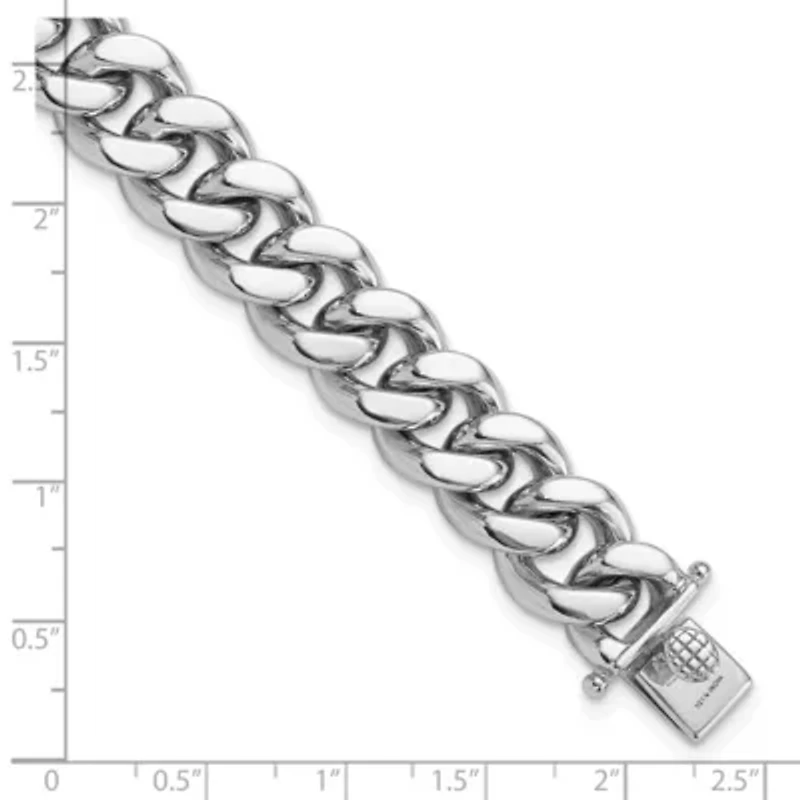 Sterling Silver Rhodium-plated Curb Link Men's 8.5-inch Bracelet