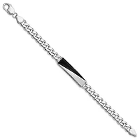 Sterling Silver Rhodium-plated Enameled Bar Men's 8-inch Bracelet