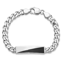 Sterling Silver Rhodium-plated Enameled Bar Men's 8-inch Bracelet