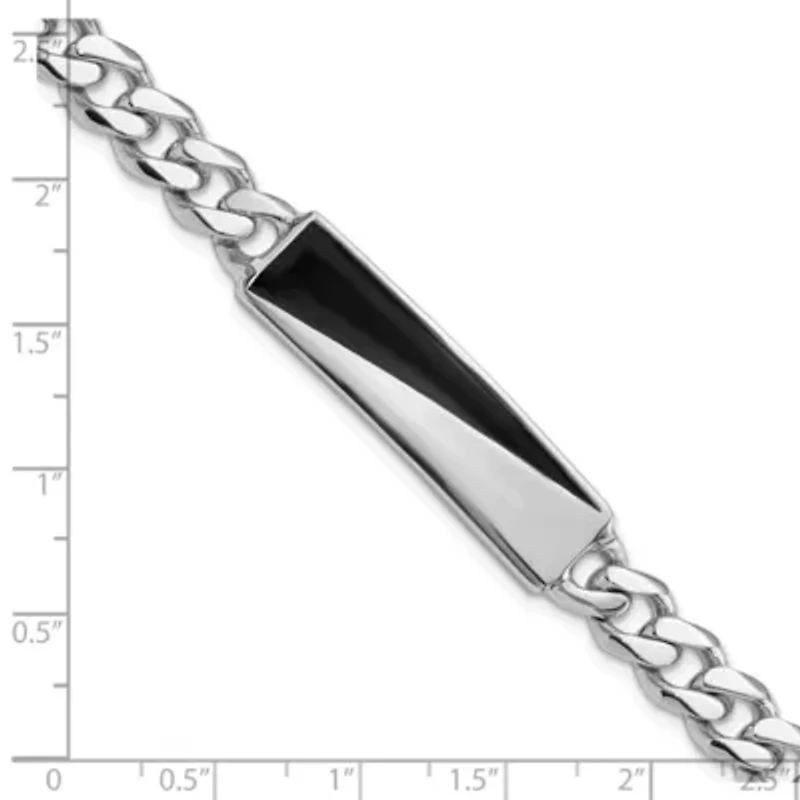 Sterling Silver Rhodium-plated Enameled Bar Men's 8-inch Bracelet