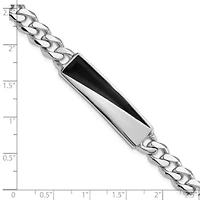 Sterling Silver Rhodium-plated Enameled Bar Men's 8-inch Bracelet