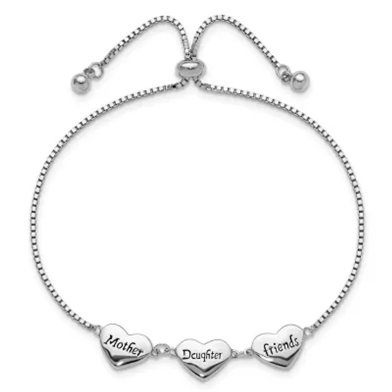Sterling Silver Rhodium-plated Enamel Mother/Daughter/Friends Bracelet