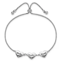 Sterling Silver Rhodium-plated Enamel Mother/Daughter/Friends Bracelet