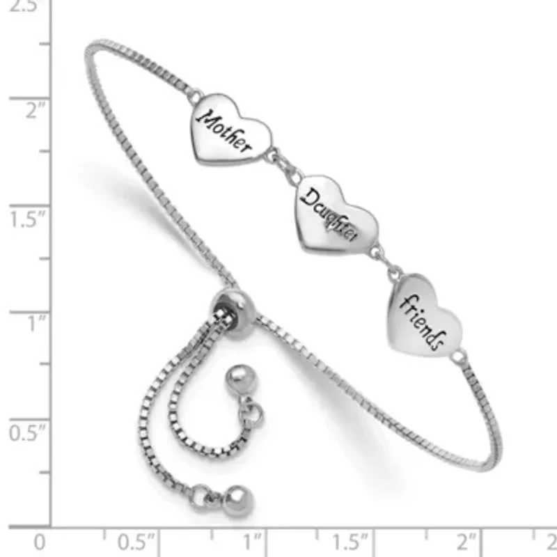 Sterling Silver Rhodium-plated Enamel Mother/Daughter/Friends Bracelet