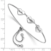 Sterling Silver Rhodium-plated Enamel Mother/Daughter/Friends Bracelet