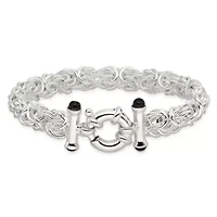 Black Onyx Byzantine Chain Bracelet in Sterling Silver