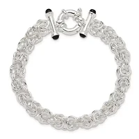 Black Onyx Byzantine Chain Bracelet in Sterling Silver