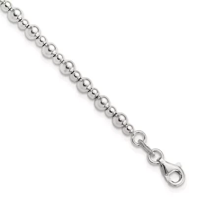 Sterling Silver Rhodium-plated Beaded 7.5-inch Bracelet
