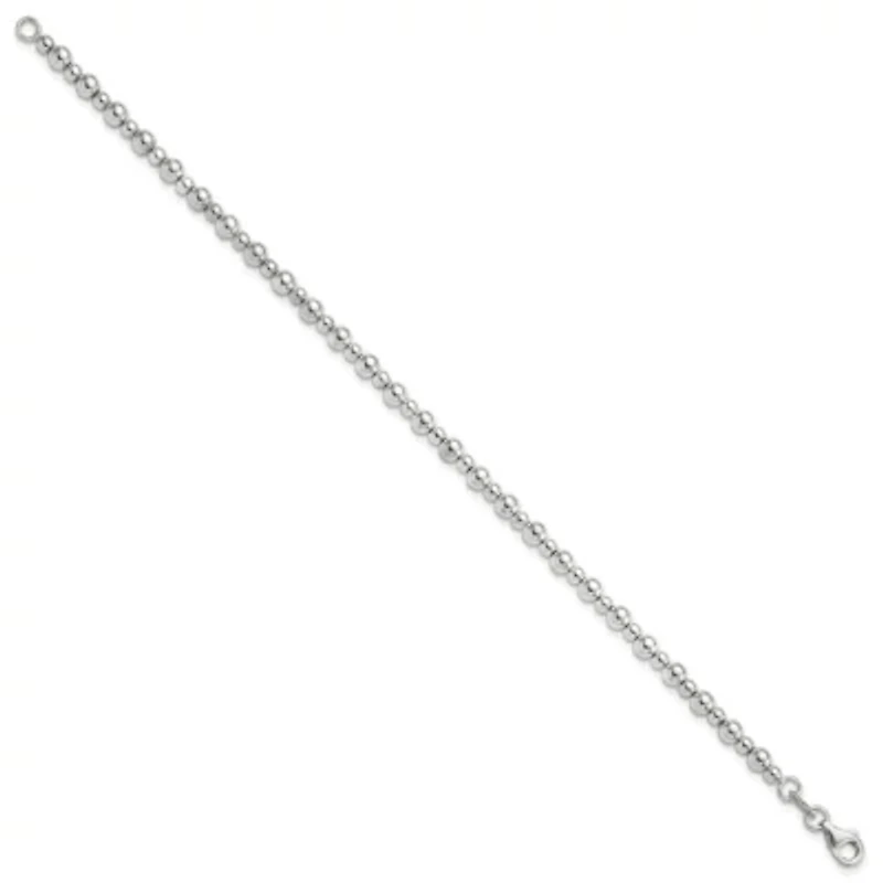 Sterling Silver Rhodium-plated Beaded 7.5-inch Bracelet