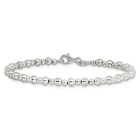 Sterling Silver Rhodium-plated Beaded 7.5-inch Bracelet