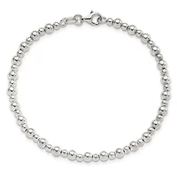 Sterling Silver Rhodium-plated Beaded 7.5-inch Bracelet