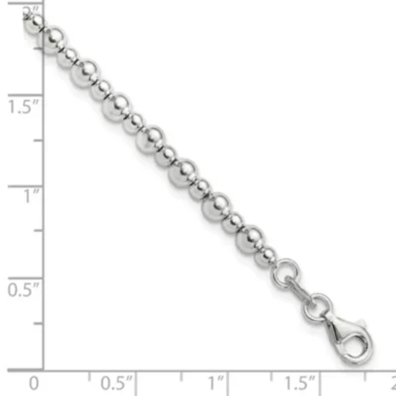 Sterling Silver Rhodium-plated Beaded 7.5-inch Bracelet