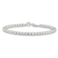 Sterling Silver Rhodium-plated 4mm Beaded 7.5-inch Bracelet