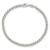 Sterling Silver Rhodium-plated 4mm Beaded 7.5-inch Bracelet