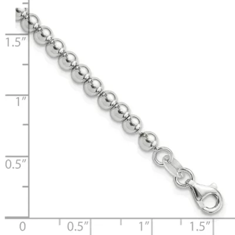 Sterling Silver Rhodium-plated 4mm Beaded 7.5-inch Bracelet