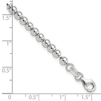 Sterling Silver Rhodium-plated 4mm Beaded 7.5-inch Bracelet