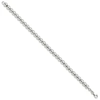 Sterling Silver Rhodium-plated 6mm Beaded 7.5-inch Bracelet