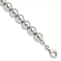 Sterling Silver Rhodium-plated 8mm Beaded 7.5-inch Bracelet