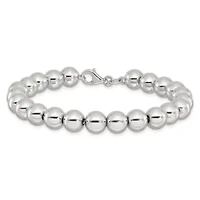Sterling Silver Rhodium-plated 8mm Beaded 7.5-inch Bracelet