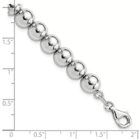 Sterling Silver Rhodium-plated 8mm Beaded 7.5-inch Bracelet