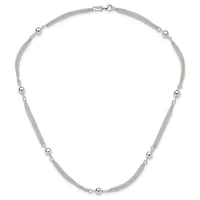 Sterling Silver Polished Multi-strand Beaded 18-inch Necklace