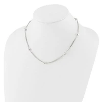Sterling Silver Polished Multi-strand Beaded 18-inch Necklace