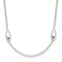 Sterling Silver Polished Fancy Beaded Link 18-inch Necklace