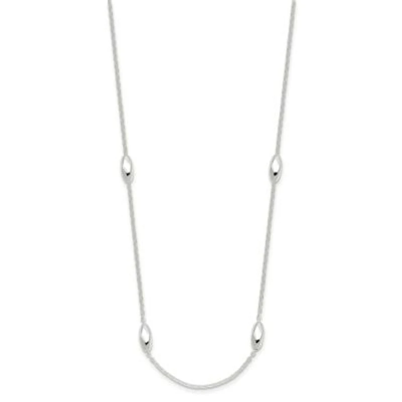 Sterling Silver Polished Fancy Beaded Link 18-inch Necklace