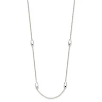 Sterling Silver Polished Fancy Beaded Link 18-inch Necklace