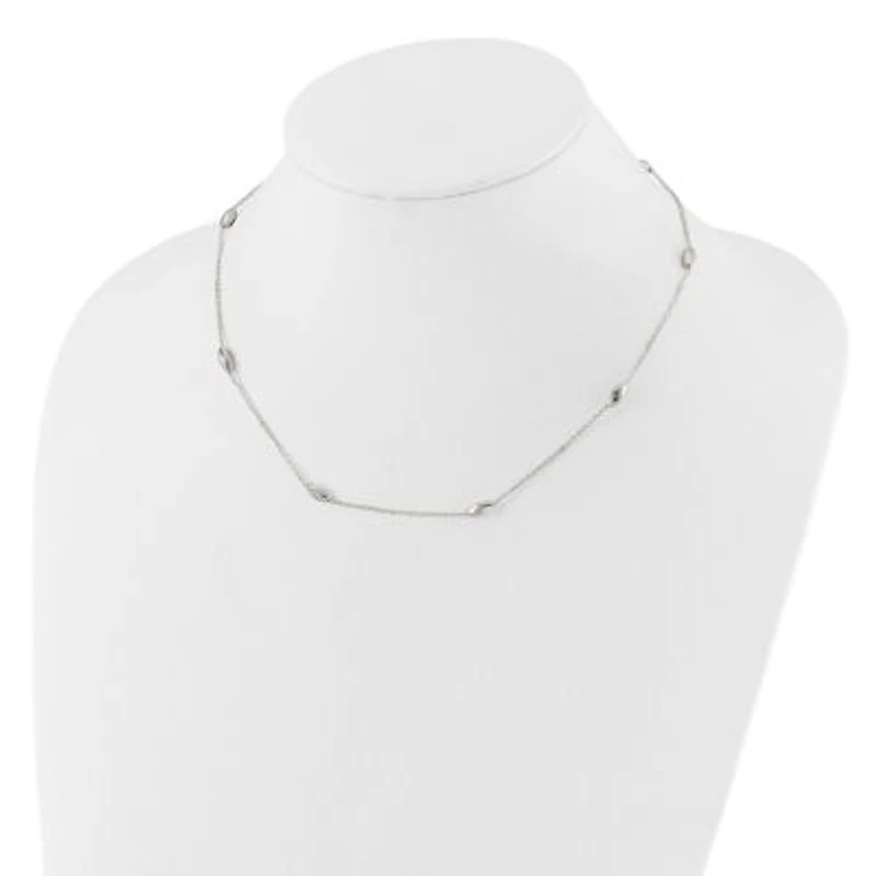 Sterling Silver Polished Fancy Beaded Link 18-inch Necklace