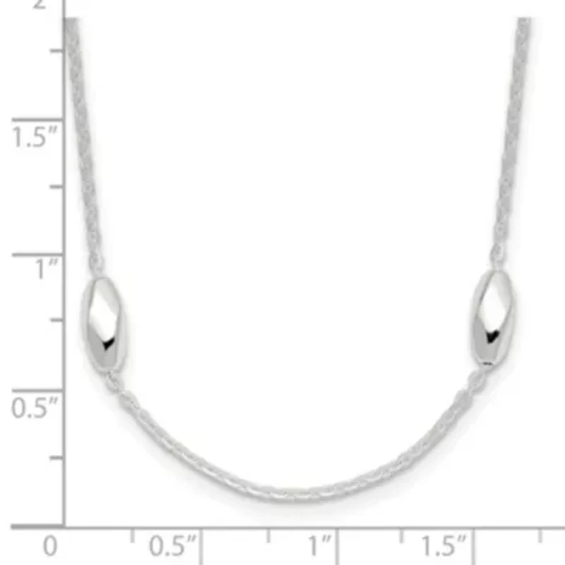Sterling Silver Polished Fancy Beaded Link 18-inch Necklace