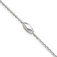 Sterling Silver Polished Fancy Beaded Link 7.5-inch Bracelet