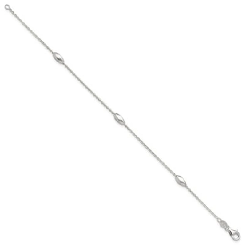 Sterling Silver Polished Fancy Beaded Link 7.5-inch Bracelet