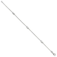 Sterling Silver Polished Fancy Beaded Link 7.5-inch Bracelet