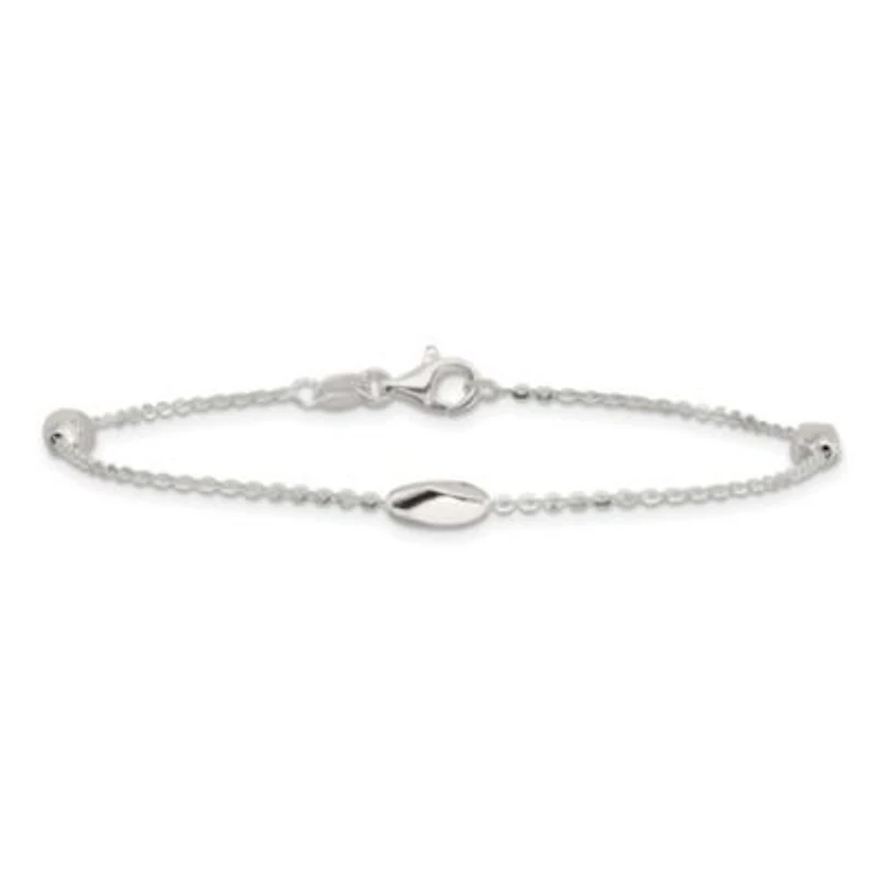 Sterling Silver Polished Fancy Beaded Link 7.5-inch Bracelet