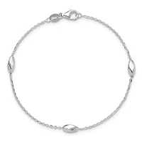 Sterling Silver Polished Fancy Beaded Link 7.5-inch Bracelet