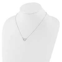 Sterling Silver and Rose-tone Polished Double Heart 18-inch Necklace