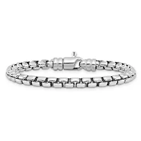 Sterling Silver Rhodium-plated 5.4mm 7.5-inch Venetian Box Chain Bracelet