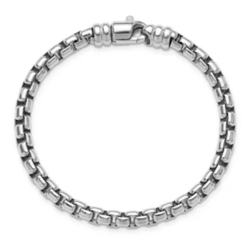 Sterling Silver Rhodium-plated 5.4mm 7.5-inch Venetian Box Chain Bracelet