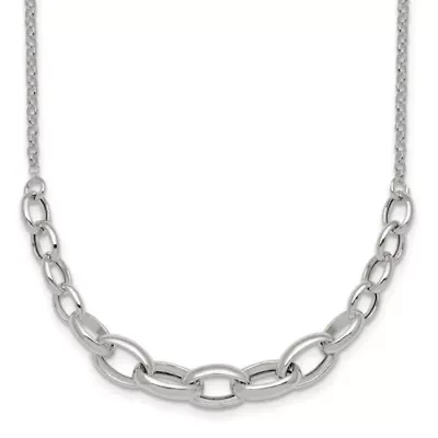 Sterling Silver Polished Graduated Cable 16-inch with 2-inch Extension Necklace