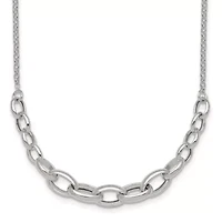 Sterling Silver Polished Graduated Cable 16-inch with 2-inch Extension Necklace