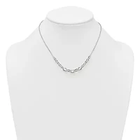 Sterling Silver Polished Graduated Cable 16-inch with 2-inch Extension Necklace